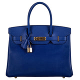 Hermès Birkin 30 Bleu Electrique Epsom Leather With Gold Hardware Handbag