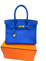 Hermès Birkin 30 Bleu Electrique Epsom Leather With Gold Hardware Handbag