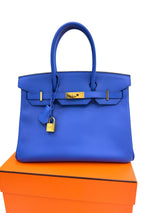 Hermès Birkin 30 Bleu Electrique Epsom Leather With Gold Hardware Handbag