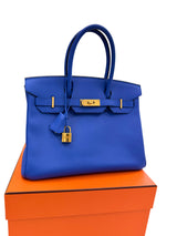 Hermès Birkin 30 Bleu Electrique Epsom Leather With Gold Hardware Handbag