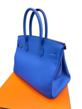Hermès Birkin 30 Bleu Electrique Epsom Leather With Gold Hardware Handbag