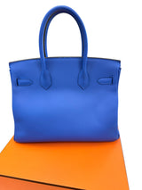 Hermès Birkin 30 Bleu Electrique Epsom Leather With Gold Hardware Handbag