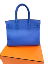 Hermès Birkin 30 Bleu Electrique Epsom Leather With Gold Hardware Handbag