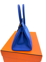 Hermès Birkin 30 Bleu Electrique Epsom Leather With Gold Hardware Handbag