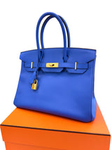 Hermès Birkin 30 Bleu Electrique Epsom Leather With Gold Hardware Handbag
