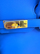 Hermès Birkin 30 Bleu Electrique Epsom Leather With Gold Hardware Handbag