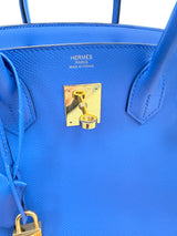 Hermès Birkin 30 Bleu Electrique Epsom Leather With Gold Hardware Handbag