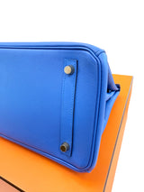 Hermès Birkin 30 Bleu Electrique Epsom Leather With Gold Hardware Handbag