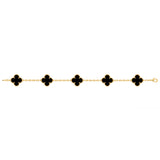 Van Cleef & Arpels Vintage Alhambra Bracelet Onyx 5 Motifs 18K Yellow Gold