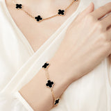 Van Cleef & Arpels Vintage Alhambra Bracelet Onyx 5 Motifs 18K Yellow Gold