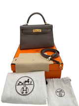 Hermes Mini Kelly Sellier 20 Gris Meyer Epsom Leather Gold Hardware Handbag