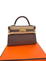 Hermes Mini Kelly Sellier 20 Gris Meyer Epsom Leather Gold Hardware Handbag