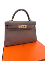 Hermes Mini Kelly Sellier 20 Gris Meyer Epsom Leather Gold Hardware Handbag