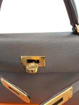 Hermes Mini Kelly Sellier 20 Gris Meyer Epsom Leather Gold Hardware Handbag