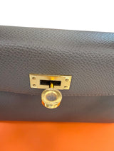 Hermes Mini Kelly Sellier 20 Gris Meyer Epsom Leather Gold Hardware Handbag