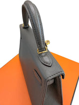 Hermes Mini Kelly Sellier 20 Gris Meyer Epsom Leather Gold Hardware Handbag