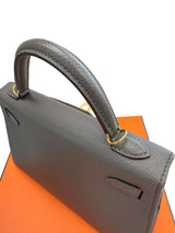 Hermes Mini Kelly Sellier 20 Gris Meyer Epsom Leather Gold Hardware Handbag