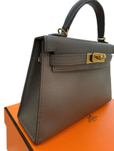 Hermes Mini Kelly Sellier 20 Gris Meyer Epsom Leather Gold Hardware Handbag