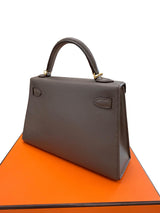 Hermes Mini Kelly Sellier 20 Gris Meyer Epsom Leather Gold Hardware Handbag