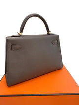 Hermes Mini Kelly Sellier 20 Gris Meyer Epsom Leather Gold Hardware Handbag