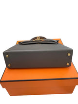 Hermes Mini Kelly Sellier 20 Gris Meyer Epsom Leather Gold Hardware Handbag