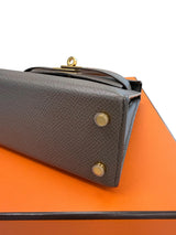 Hermes Mini Kelly Sellier 20 Gris Meyer Epsom Leather Gold Hardware Handbag