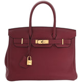 Hermes Bikrin 30 Rouge Grenat Togo Leather Stamp A With Gold Hardware Handbag