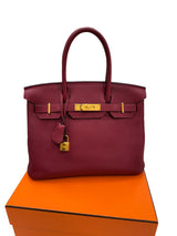 Hermes Bikrin 30 Rouge Grenat Togo Leather Stamp A With Gold Hardware Handbag