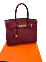 Hermes Bikrin 30 Rouge Grenat Togo Leather Stamp A With Gold Hardware Handbag