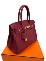 Hermes Bikrin 30 Rouge Grenat Togo Leather Stamp A With Gold Hardware Handbag