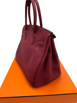 Hermes Bikrin 30 Rouge Grenat Togo Leather Stamp A With Gold Hardware Handbag
