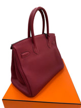 Hermes Bikrin 30 Rouge Grenat Togo Leather Stamp A With Gold Hardware Handbag
