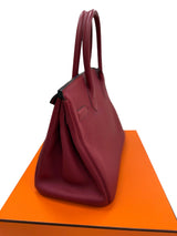 Hermes Bikrin 30 Rouge Grenat Togo Leather Stamp A With Gold Hardware Handbag