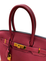 Hermes Bikrin 30 Rouge Grenat Togo Leather Stamp A With Gold Hardware Handbag