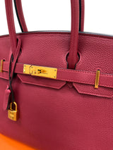 Hermes Bikrin 30 Rouge Grenat Togo Leather Stamp A With Gold Hardware Handbag