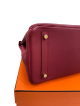 Hermes Bikrin 30 Rouge Grenat Togo Leather Stamp A With Gold Hardware Handbag