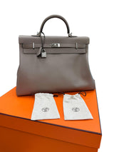 Hermès Kelly Voyage Travel 50cm Grey Evercolor Leather Palladium Hardware