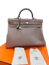 Hermès Kelly Voyage Travel 50cm Grey Evercolor Leather Palladium Hardware