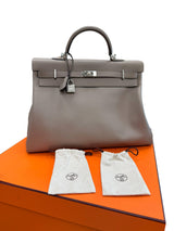 Hermès Kelly Voyage Travel 50cm Grey Evercolor Leather Palladium Hardware