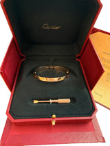 Cartier Love Bracelet 18K Rose Gold Size 16 With Screwdriver