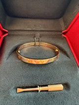 Cartier Love Bracelet 18K Rose Gold Size 16 With Screwdriver