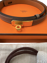 Hermes Kelly 18 Epsom Calfskin Leather with Kelly Buckle Belt Yellow Gold Plated