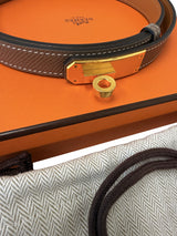 Hermes Kelly 18 Epsom Calfskin Leather with Kelly Buckle Belt Yellow Gold Plated