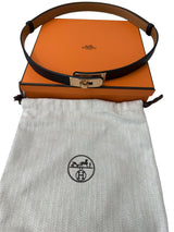 Hermes Kelly 18 Noir Epsom Calfskin Leather with Kelly Buckle Belt Rose Gold