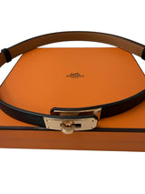 Hermes Kelly 18 Noir Epsom Calfskin Leather with Kelly Buckle Belt Rose Gold