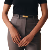 Hermes Kelly 18 Noir Epsom Calfskin Leather with Kelly Buckle Belt Rose Gold