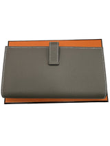 Hermes Bearn Wallet With Gusset Etoupe Epsom Calfskin Leather Palladium Plated