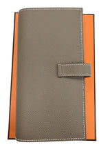Hermes Bearn Wallet With Gusset Etoupe Epsom Calfskin Leather Palladium Plated