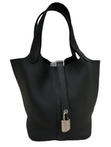 Hermes Picotin Lock Taurillon Clemence Leather Handbag With Palladium Hardware