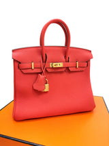Hermes Birkin 25 Orange Poppy Togo Leather Turn-Lock Closure With Gold Hardware